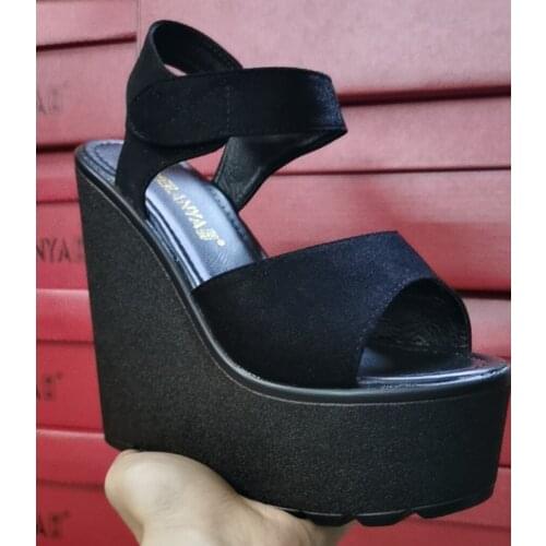 Open Toe Ankle Strap Platform Wedges Women Sandals Super High Cover Heel Gladiator Ladies Shoes Buckle Summer Sandals 15cm