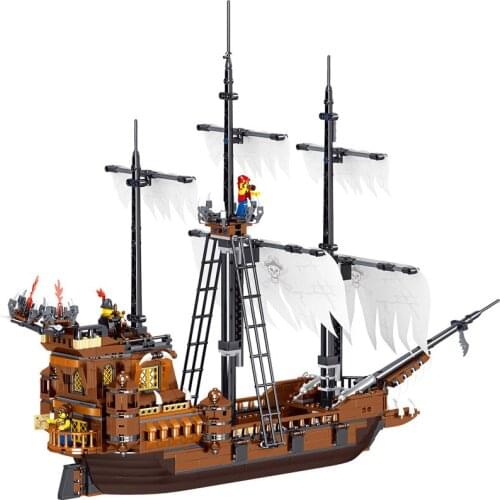 1171Pcs Educational Building Blocks For Kids Boys Girls DIY Birthday Present QL1802 Pirate Ship Model Small Bricks Holiday Gift