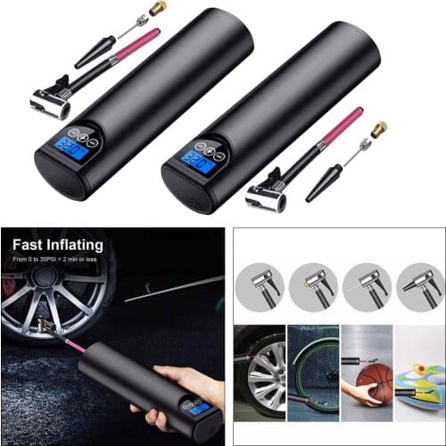 2 Pieces Mini Air Pump Air Electric Tire Inflator For Car Motorbike Car