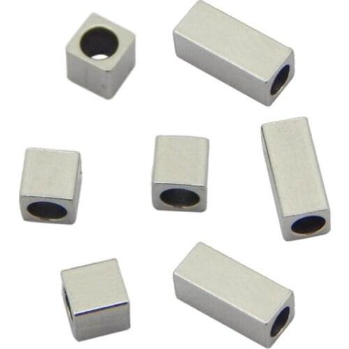 20pcs/lot Stainless Steel Square Ball Beads Silver color 3x3/4x4/6x6/8x8mm with Large Hole European Space Beads for DIY Jewelry