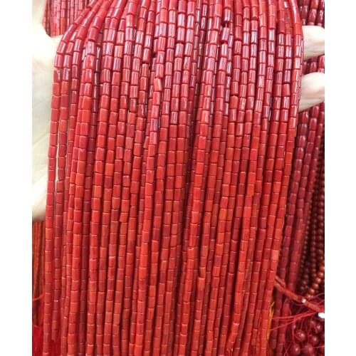 3*7mm Natural Semi-finished Cylindrical Small Loose Beads Beadwork Red Coral Beads New DIY Jewelry Finding Making Accessories