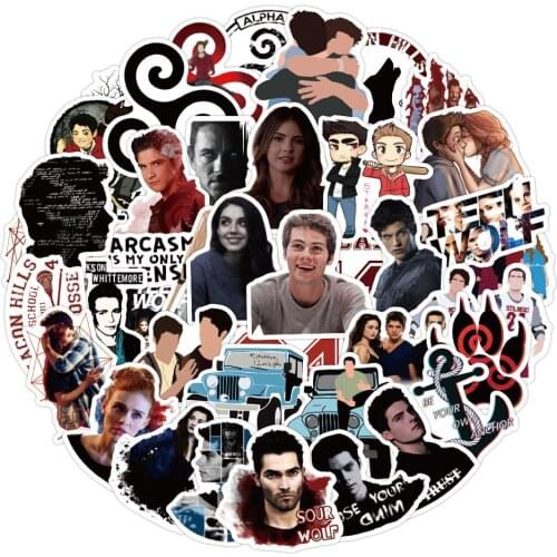 50PCS Teen Wolf Stickers Waterproof Vinyl TV Series Graffiti Sticker Pack to DIY Motorcycle Helmet Phone Laptop Suitcase Guitar