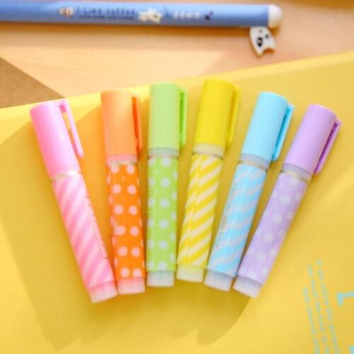 6 pcs Various Color Highlighters For School Epoptic Marker Thick Liner Pen Stationery Office Accessories School Supplies H6447