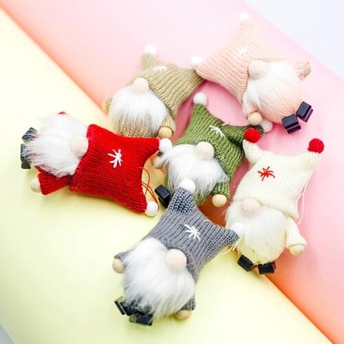 6pcs Christmas Hanging Wool Ornament Doll Without Face Pendant Home Decoration Party Supplies (Random Color)