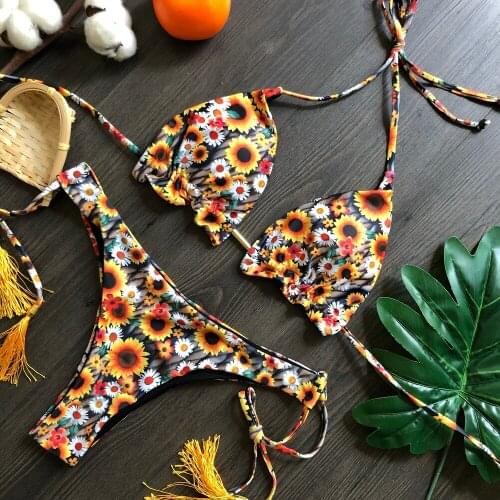 Bikini 2021 Micro Sexy Swimsuit Printed Bikini Set Women Push Up Swimwear Two Piece Bather Bathing Suit Biquinis Feminino New