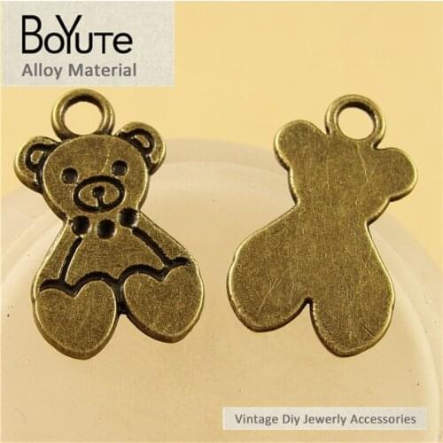 BoYuTe (100 Pieces/Lot) 13*22MM Wholesale Antique Bronze Plated Zinc Alloy Bear Pendant Charms for Jewelry Making Accessories