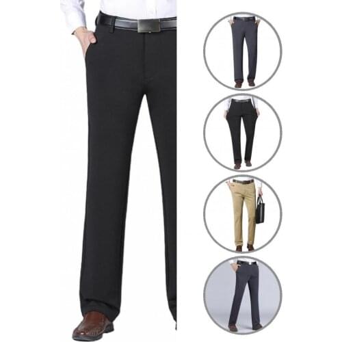 Pants Business Solid Color Mid Waist Father Pants Spring Autumn Men Pants Straight for Party