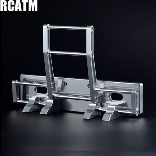 CNC Alloy Front Guardrail Bumper Shovel & LED Light For 1/14 Tamiya Tractor Truck RC Climbing Trailer Cargo Truck Car Component