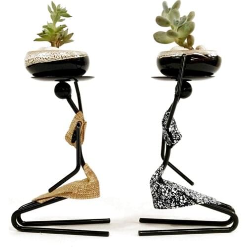 Succulent Plant Pot Creative Mini Multi-meat Potted Iron Artist Small Flower Rack Home Desktop Ornaments Flower Pot Home Decor