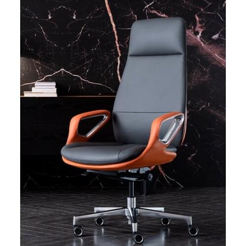 Leather boss office chair modern computer chair business light luxury executive chair president chair reclining