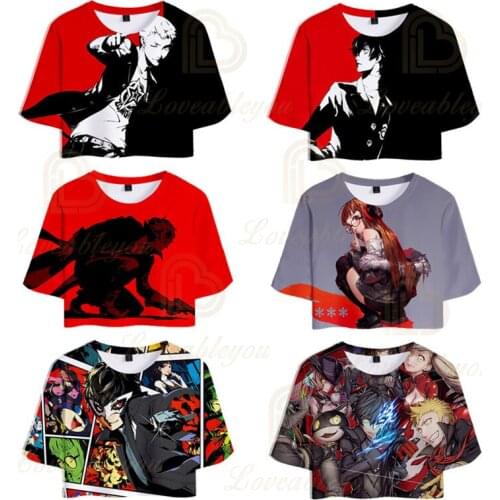 Game Persona5 Tshirt 3d Print Women Crop Tops Short Sleeve T-shirt Harajuku Tees for Girls Clothing Tee Tops