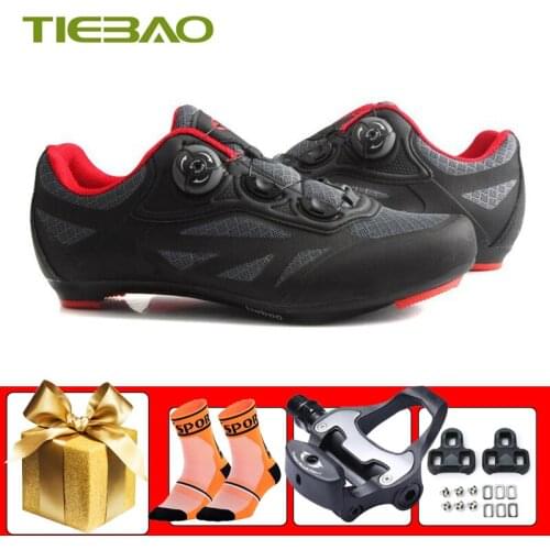 Tiebao Road Bike Shoes Breathable Self-locking Unisex Cycling Sneakers Add Pedals Sapatilha Ciclismo Riding Bicycle Footwear