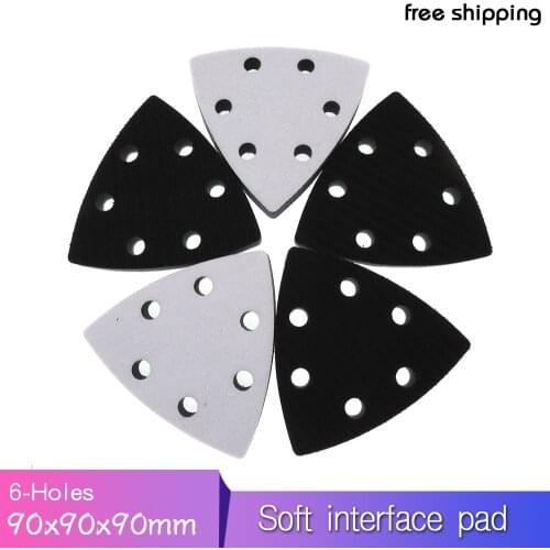 90x90x90MM 6-Hole Soft Interface Pad Hook and Loop Sanding Disc Backing Pad Power Tools Accessories (Pack of 5)