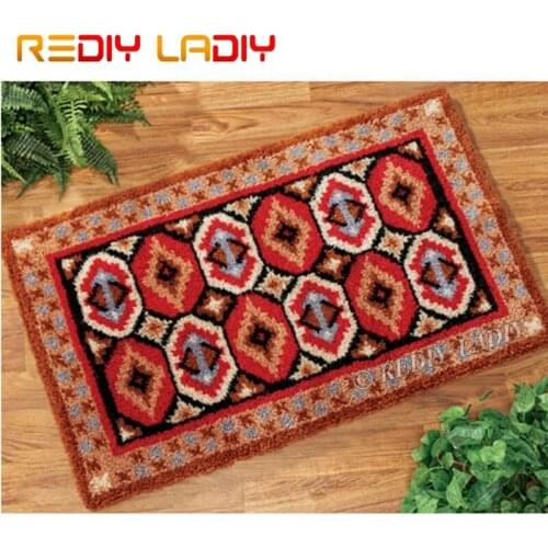 Latch Hook Kits Make Your Own Rug Classical Pattern Tapestry Crochet Cushion Mat DIY Carpet Rug Pre-Printed Canvas Arts & Crafts