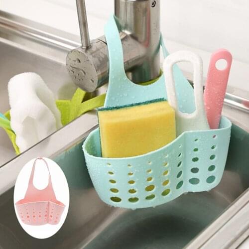 Kitchen Storage Sink Shelf Soap Sponge Drain Rack Silicone Storage Basket Bag Faucet Holder Adjustable Holder Sink Accessories