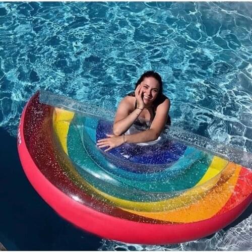 Rainbow Inflatable Lounge Swimming Ring Float Giant Rainbow Pool Lounge Adult Mattress Pool Float Swimming Water Pool Toys