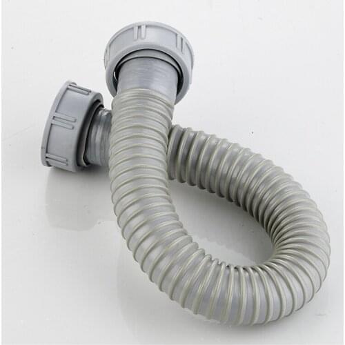 Kitchen Sink PVC Drain Water Pipe Bathroom Basin Downcomer Sewage Processor Double Joint Connection Pipe Drain Fittings 45/60cm