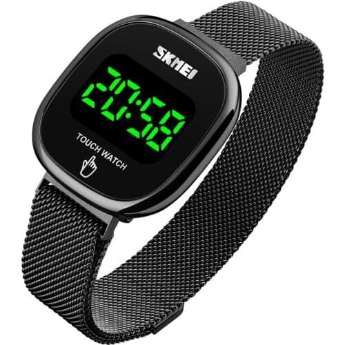 Luxury Simple LED Watches Women Fashion Touch Screen SKMEI Brand Stainless Steel Mesh Digital Men Wristwatches montre homme