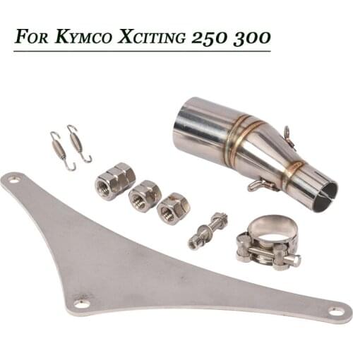 Silp on For kymco Xciting 250 300 Motorcycle Stainless Steel Replace Middle Link Pipe Connect 51mm Exhaust Silencer Tubes System