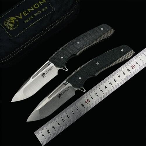 VENOM II folding knife M390 blade titanium outdoor camping hunting survival pocket kitchen fruit knife EDC tool knives