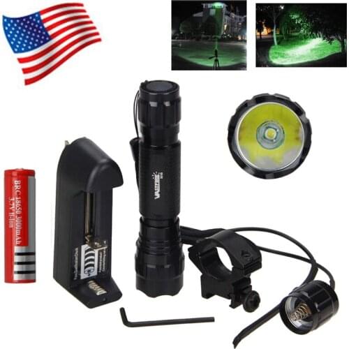 Gun Airsoft Red Hunting Light Tactical under-barrel Flashlight+20mm Rail Rifle Scope Mount+Remote Pressure Switch+18650+Charger