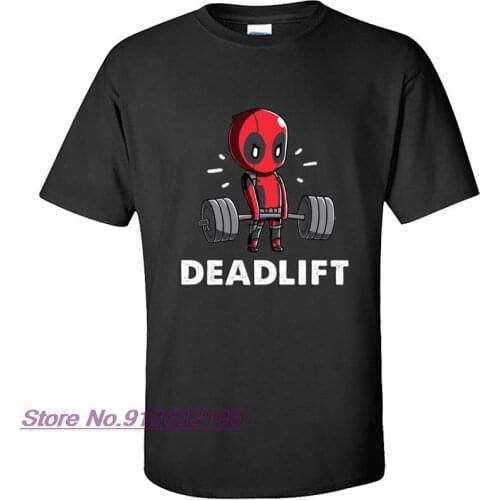 Amazing Deadpool Deadlift Weightlifting Funny Fitnesst Tshirt Deadpool Supe Hero Tee Shirt High Quality Men