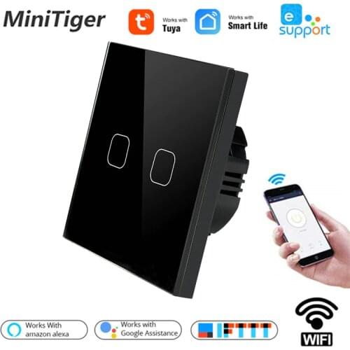 Smart Home Tuya/Smart Life/ewelink 2 Gang 1 Way WiFi Wall Light Touch Switch for Google Home Amazon Alexa Voice Control