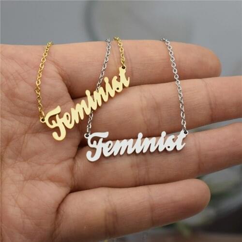 Unique Feminist Choker Chain Necklace BFF Ketting Bijoux Femme Handwritten Necklace Girl Women Jewelry Pendant Christmas Gift