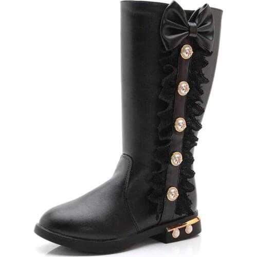 Girls High Boots Children Snow Boots Student Princess Knee Length Martin Boots Kids Waterproof Non-slip Winter Sport Shoes