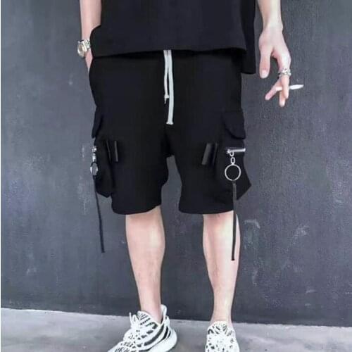 High quality zipper pocket mens short trousers thin basic elastic men personalized short trousers men black original news black