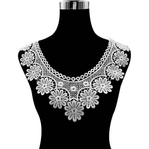 High Quality White Lace Collar Embroidery Sewing Applique DIY Hollow Lace Neckline Decorative Clothing Accessories