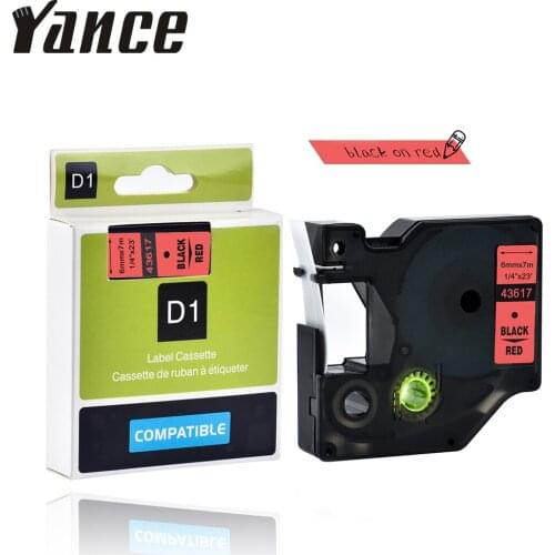 Yance Compatible Dymo D1 ribbon printer 43617 6mm black on red label maker tape for DYMO label printer LM160 LM280 DYMO PNP