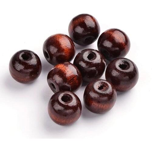 Jewelry Beads Wood Round Chunky Beads for Jewelry Making, Dyed, Yellow Green, CoconutBrown, about 19~20mm in diameter