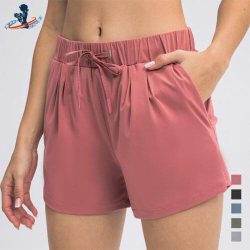 DEEPSENCE Womens Fashion Waist Drawstring Running Workout Shorts Ladies Summer Gym Fitness Loose Short Pants Yoga Sportwear