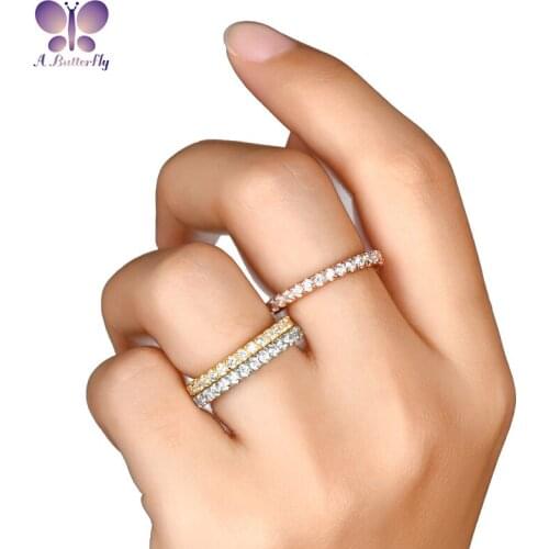 925 Sterling Silver Eternity Ring Ladies Engagement SONA Stone Wedding Band Jewelry 100% Quality Assurance