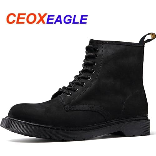 Genuine Leather Snow Boots Men Ladies Winter Warm Fur Unisex Platform Wedge Fashion Womens Ankle Boot Female Casual Shoes 35-45