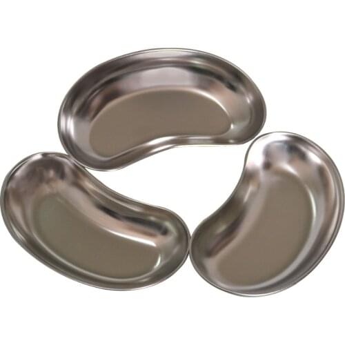 1pcs Medical Stainless Steel Curved Trays Kidney Shape Bowl Dental Container Tool Surgical Use Tray 3 Size To Choose