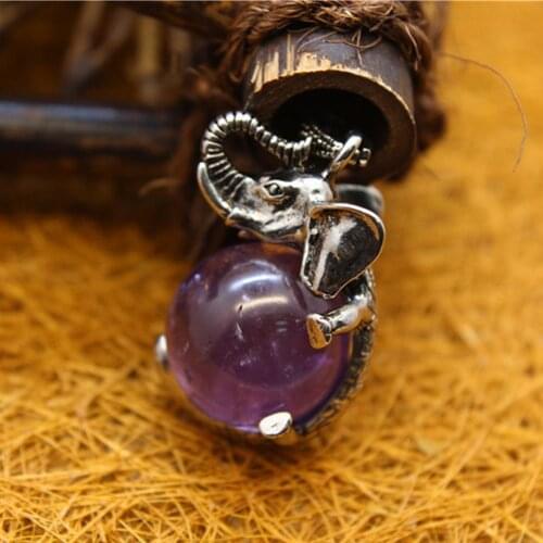 12pcs Natural stone elephant mixed clr ball pendant necklace Meditation Quartz Treat Crystal Charm for Jewelry Making Free