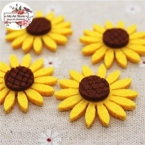 3.8CM Non-woven patches sunflower Felt Appliques for clothes Sewing Supplies DIY craft ornament
