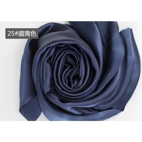 19 mm Pure Silk Satin Fabric 114 cm 44 inches width silvery color 81 gsm for dress shirt Blue Black 1 meters for sample testing