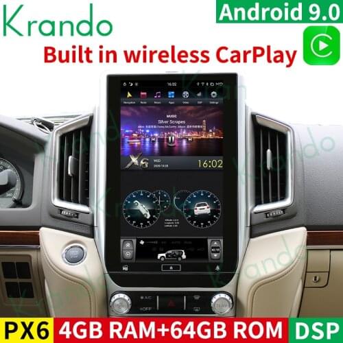 Krando Android 9.0 13.6" for Toyota land cruiser 200 2016+ verticial screen car multimedia system navigation radio samochodowe