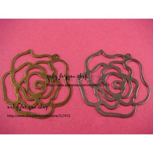 Free ship!! 31mm antique bronze Rose sheet metal pendant - filigree stamping spacer for jewelry making