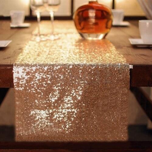 Sequin table runner shiny gold silver colour luxury style wholesale embroider sequin table runner for wedding hotel dinner party