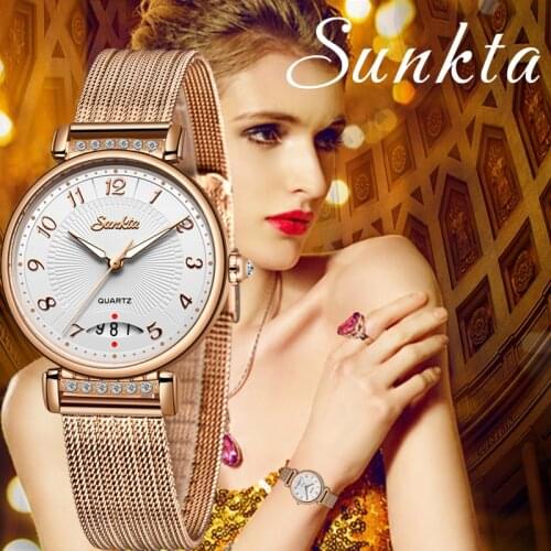 SUNKTA2020 Stainless Steel Watch Women Simple Fashion Dress Ladies Watches Casual Quartz Hand Watch Girl Clock Relogio Feminino