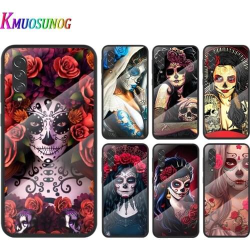 Catrinas and skull For Samsung Galaxy A91 A81 A72 A71 A52 A51 A41 A31 A21S A11 A01 Tempered Glass Cover Phone Case
