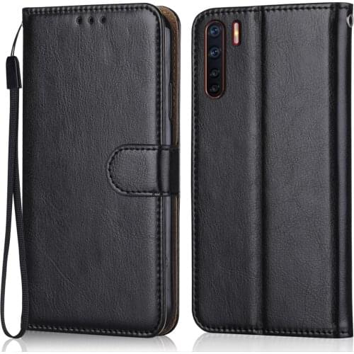 Folio Luxury Leather Case for On OPPO A91 Wallet Stand Flip Case Phone Bag with Strap