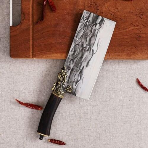 Household kitchen knife bone knife manual forging and slicer Longquan ghost hand-cut dual-purpose knife manual kitchen knife