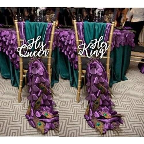 His Queen Her King Chair Sign - Wooden Wedding Sign - Wedding Chair Signs