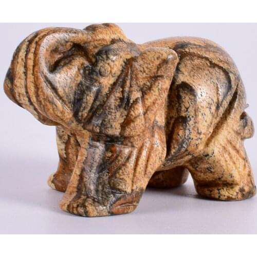 Healing Picture Healing Picture Jasper Elephant Pocket Stone Figurines Carved Gemstone Mini Animal Statue for Decor feng shui