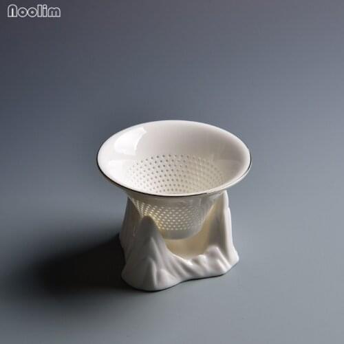 NOOLIM Mountain Peak White Jade Porcelain Tea Filter Strainer Creative Teahouse Tools Ceramic Fair Cup Office Drinkware